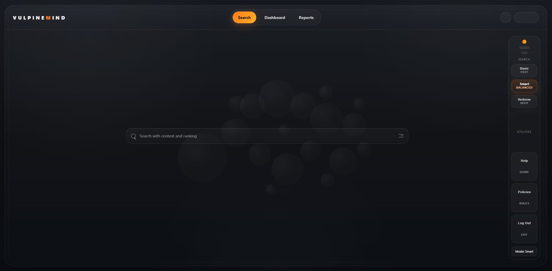 VulpineMind search interface showing analyst-led querying and result review